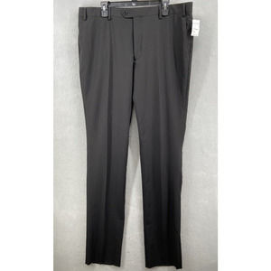 Savile Row‎ Pants Mens Sz 40W Black Strand Straight Leg *Un-hemmed* Pockets